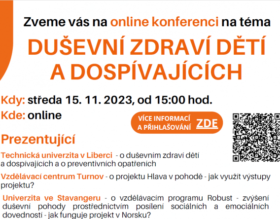 Konference na téma Duševní zdraví dětí a dospívajících