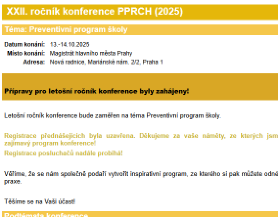 XXII. ročník konference PPRCH 2025