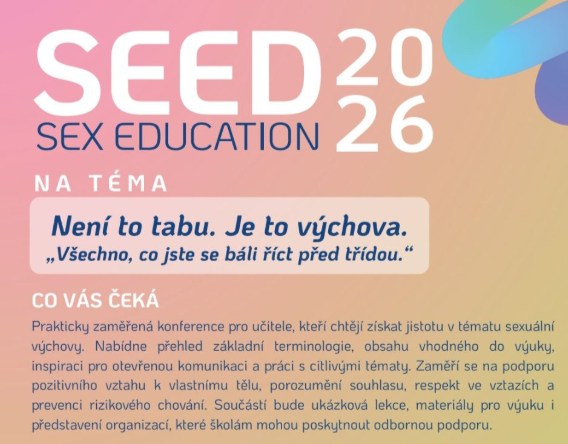 Konference SEED Sex Education na téma Není to tabu. Je to výchova.